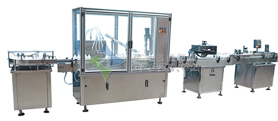 全自動口服液灌裝生產線-糖漿口服液灌裝旋蓋聯動線-(封口 旋蓋 貼標)