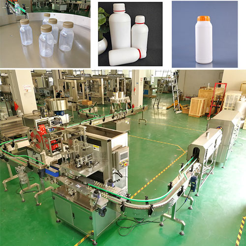 整套粉劑獸藥灌裝機設備生產線實拍以及樣品圖